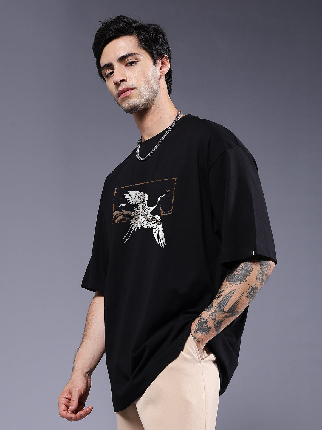 CONCRETE CRANES Men Oversized Terry Graphic T-Shirt