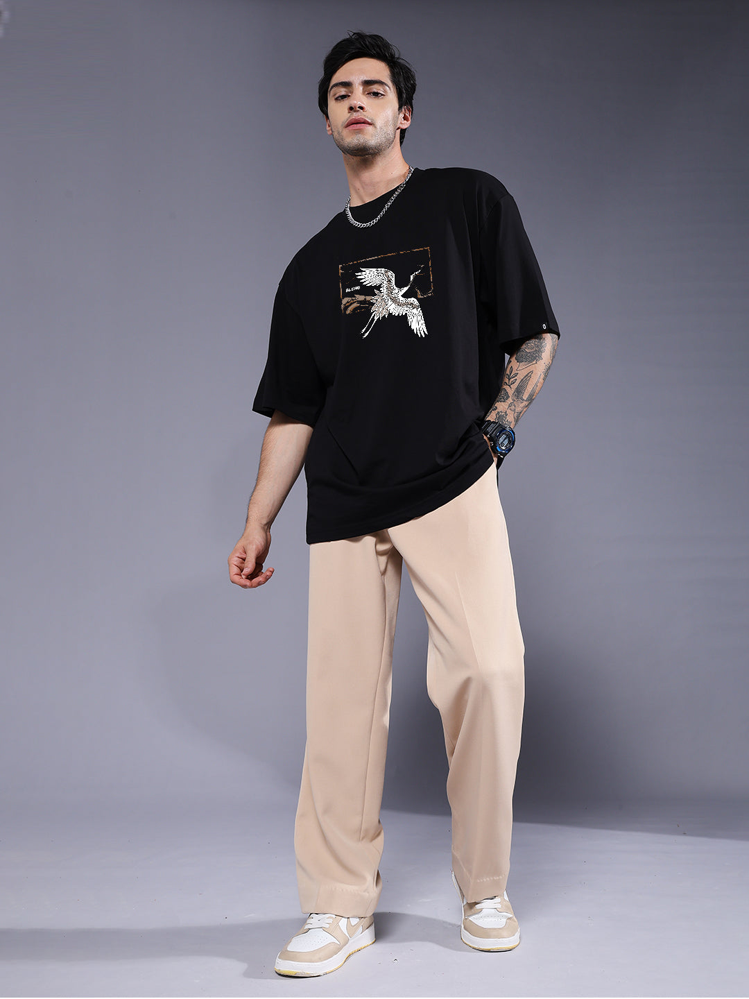 CONCRETE CRANES Men Oversized Terry Graphic T-Shirt