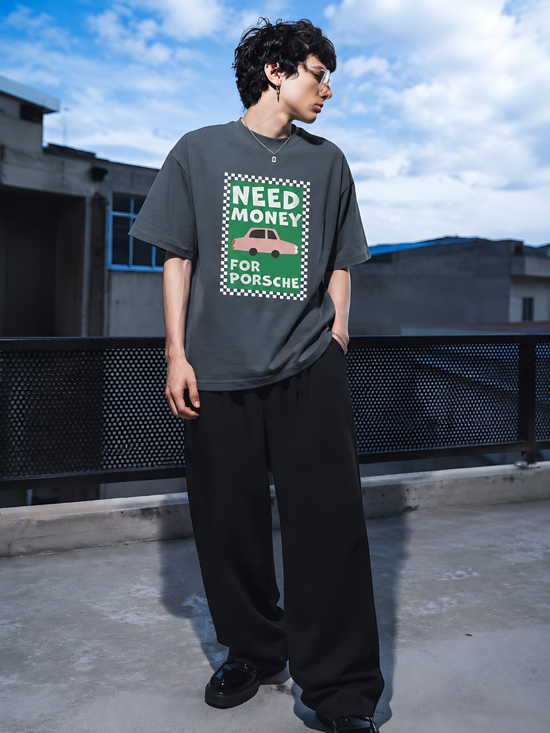 NEED MONEY Men Premium Oversized Terry T-shirt