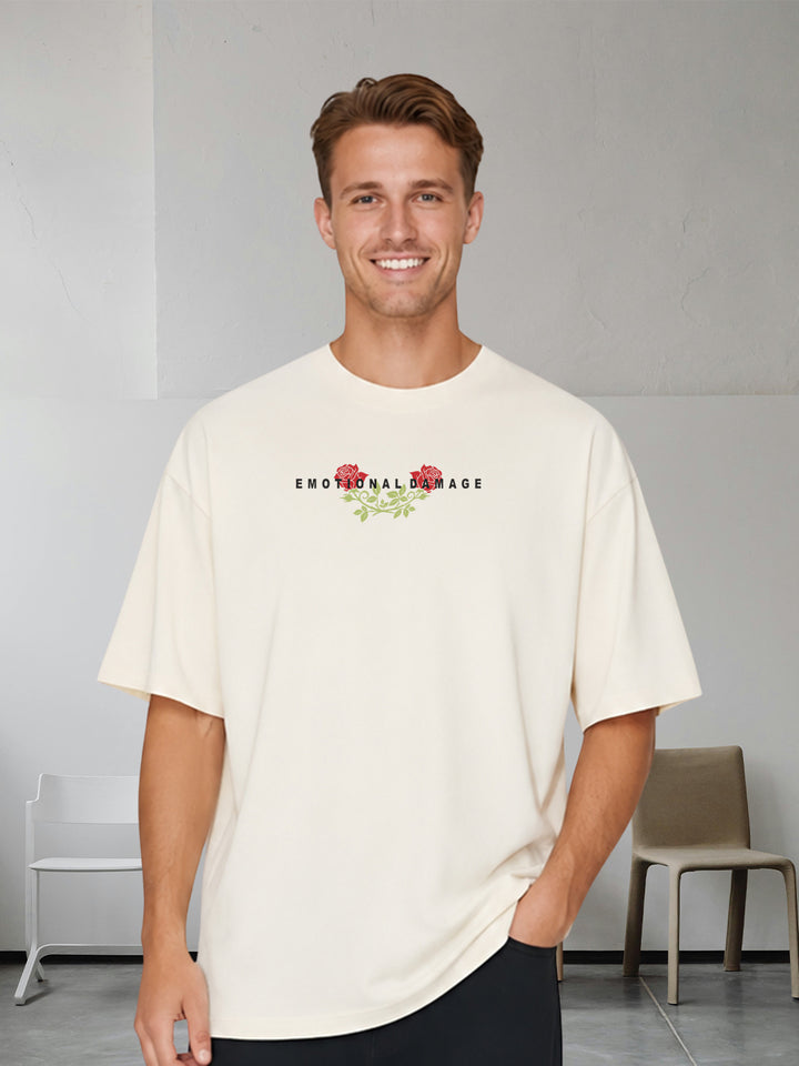 SCARLET EMOTION Men Terry Printed Oversized T-Shirt