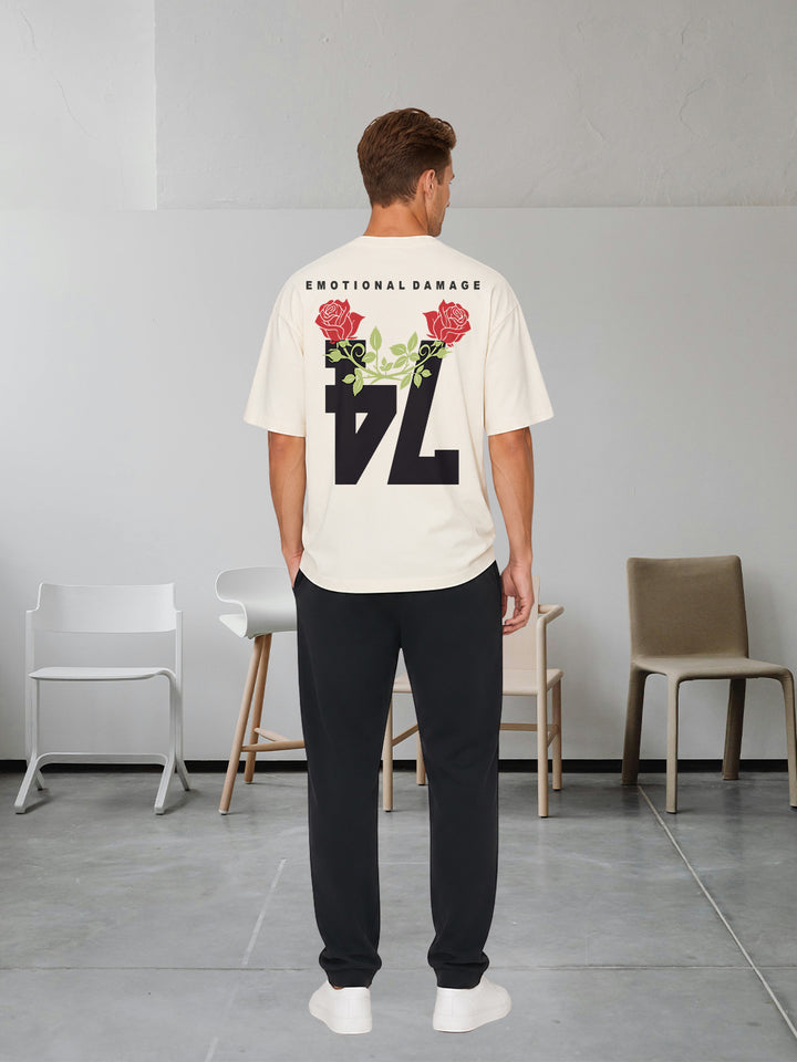 SCARLET EMOTION Men Terry Printed Oversized T-Shirt
