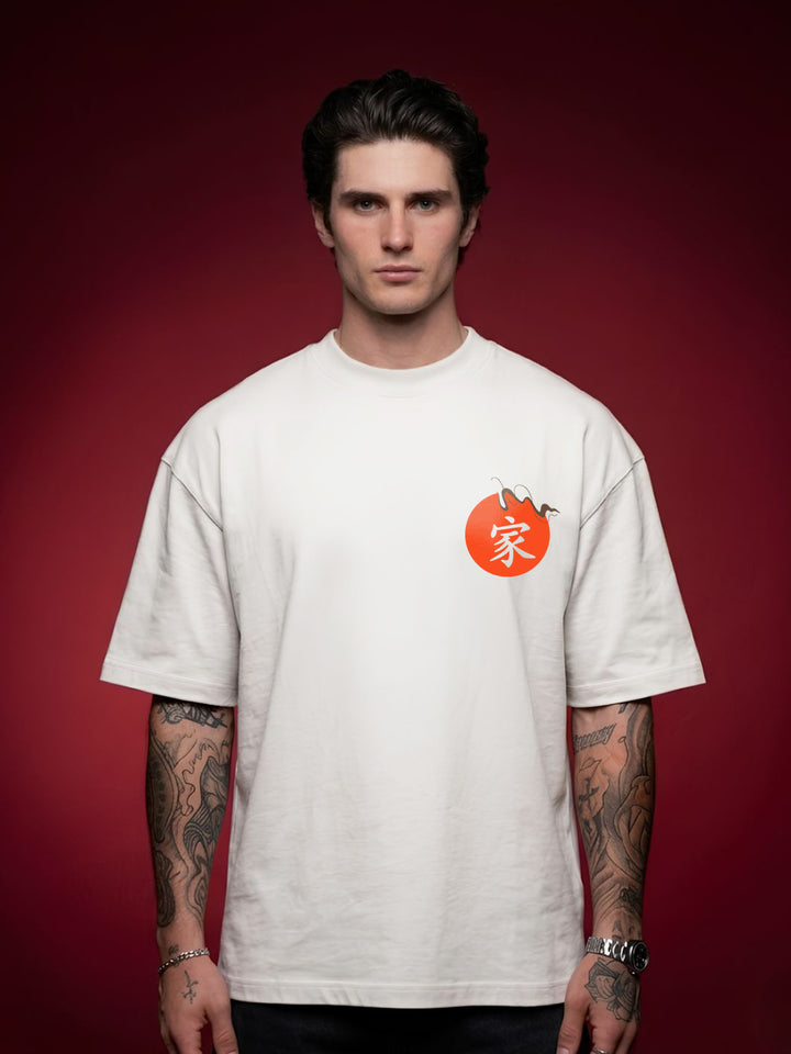 CRIMSON STRAWHAT Men Terry Printed Oversized T-Shirt