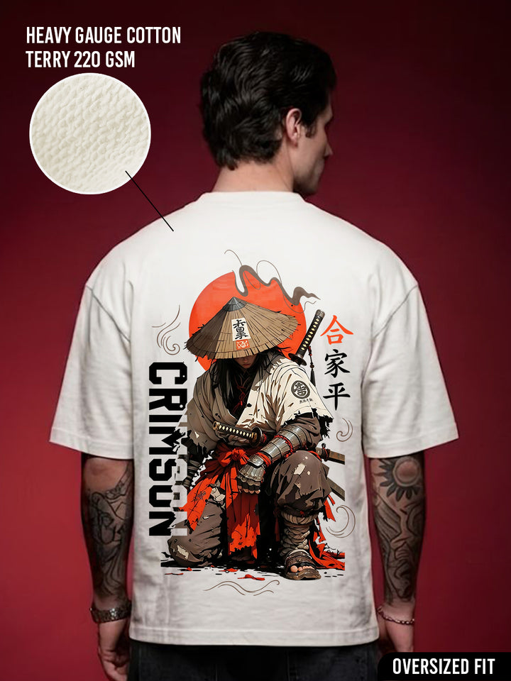 CRIMSON STRAWHAT Men Terry Printed Oversized T-Shirt