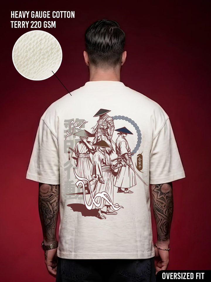 RONIN CIRCLE Men Terry Printed Oversized T-Shirt