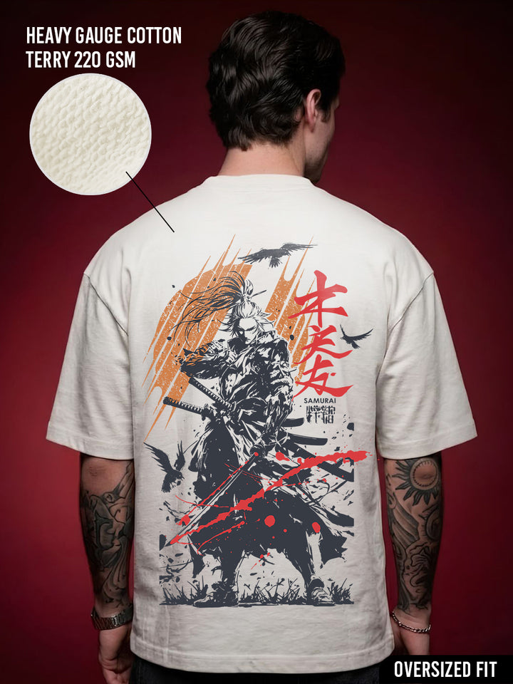 RAVEN BLADE Men Terry Printed Oversized T-Shirt