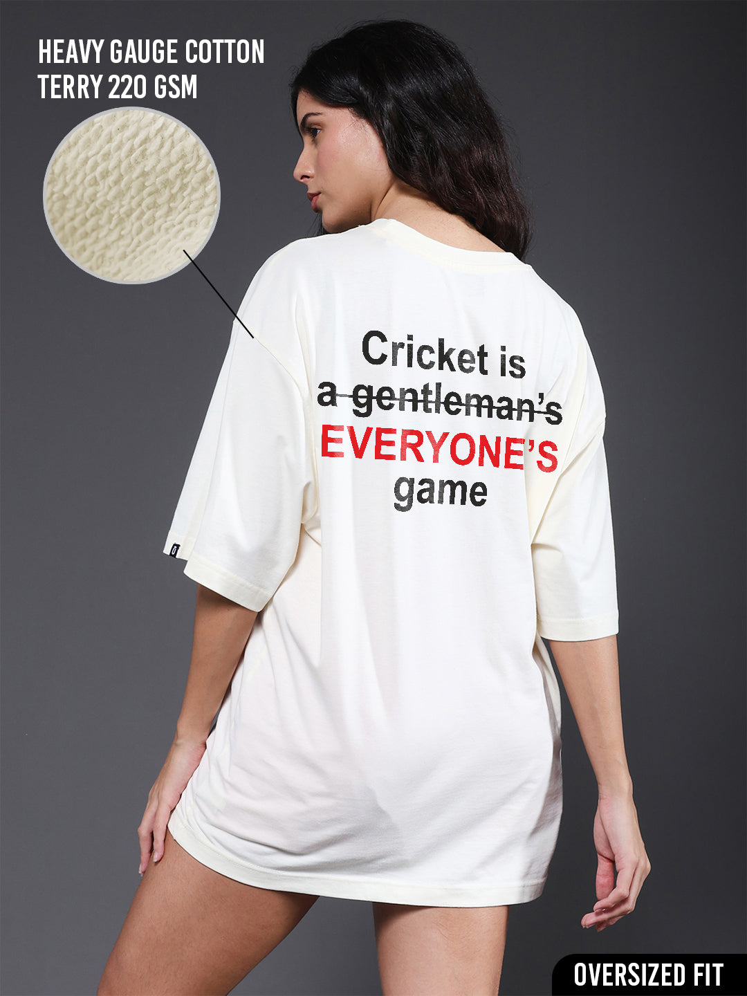 EVERYONE 'S GAME Women Oversized Terry Graphic T-Shirt