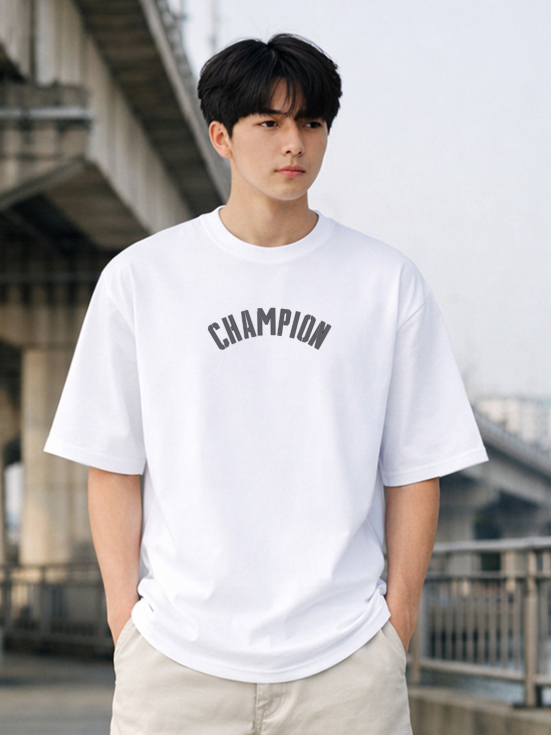 CHAMPION Men Terry Printed Oversized T-Shirt