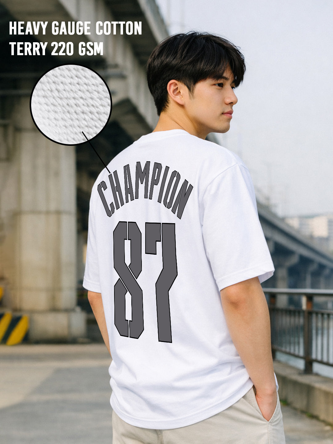 CHAMPION Men Terry Printed Oversized T-Shirt