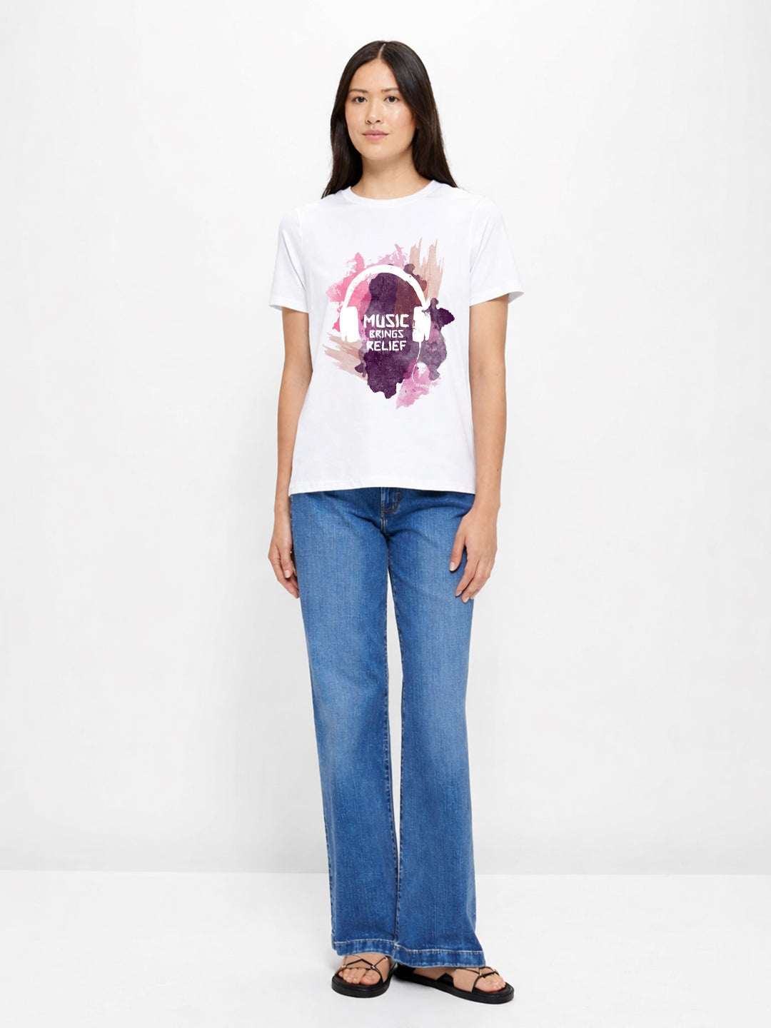 Music Brings Relief Women Half Sleeve T-Shirt