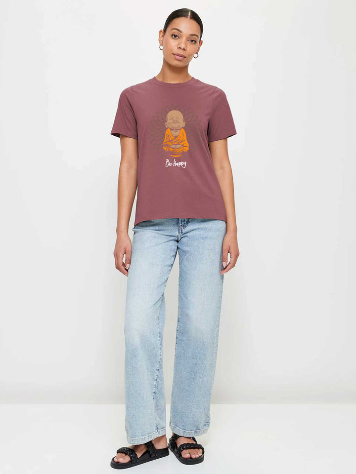 Be Happy Women Half Sleeve T-Shirt