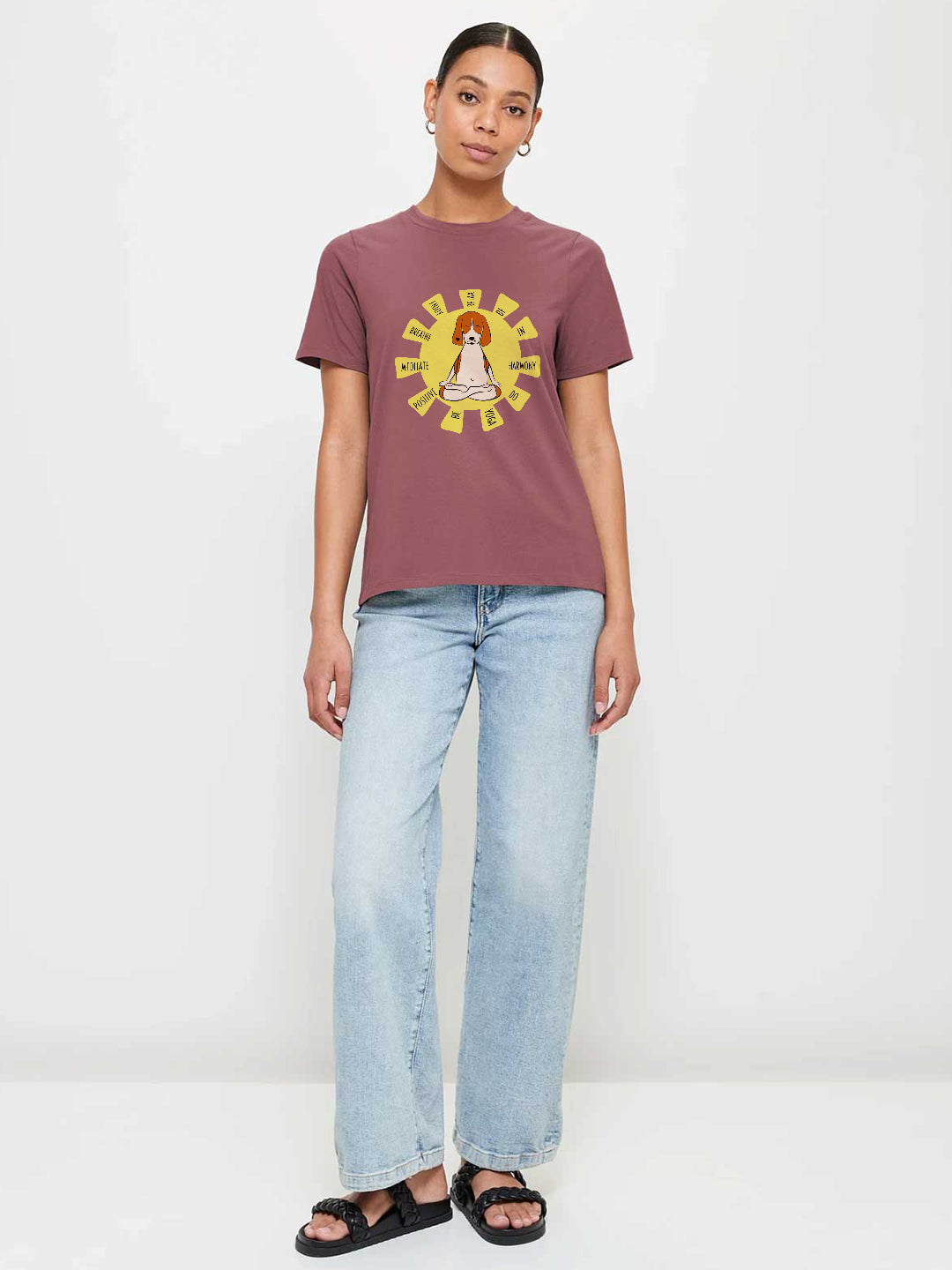 Dog Yoga Women Half Sleeve T-Shirt