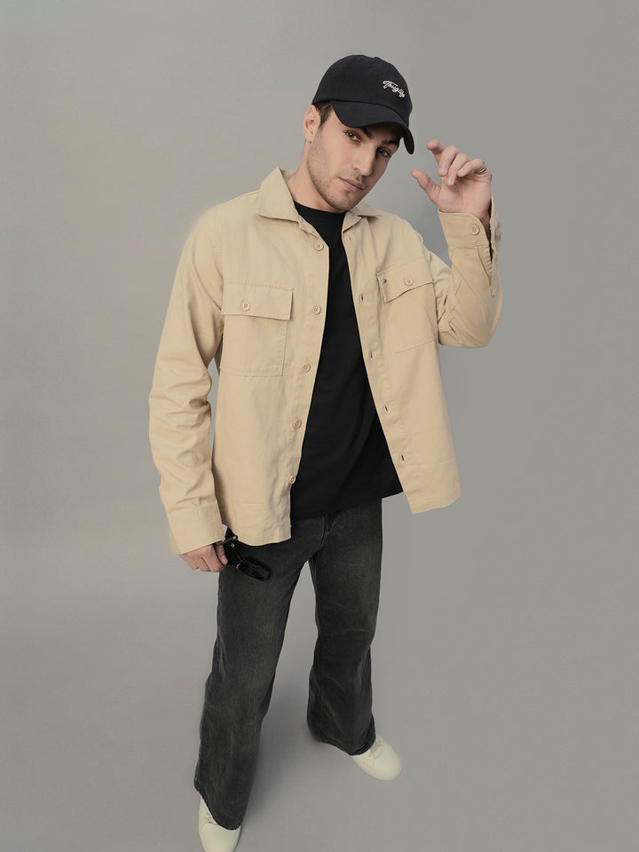 Solid Men Shacket - Off White