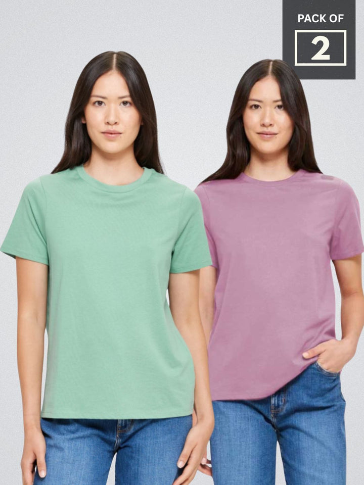 Solid Half Sleeve T-Shirt Women Combo - pack of 2