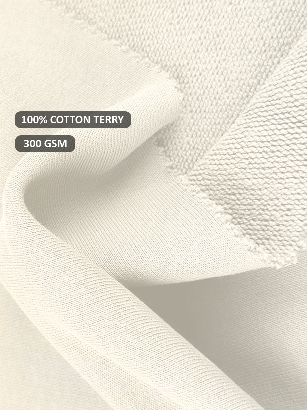 Solid Off White Men Drop Shoulder Premium Terry Sweatshirt