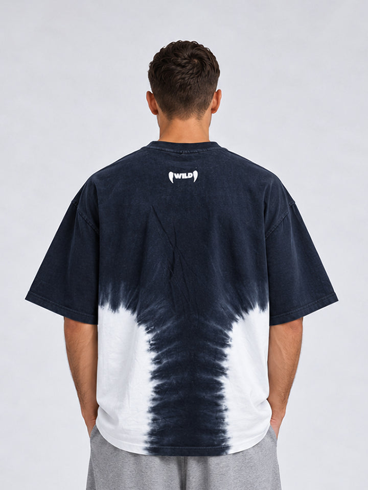 Men Retro Wash Puff Printed Oversized T-Shirt