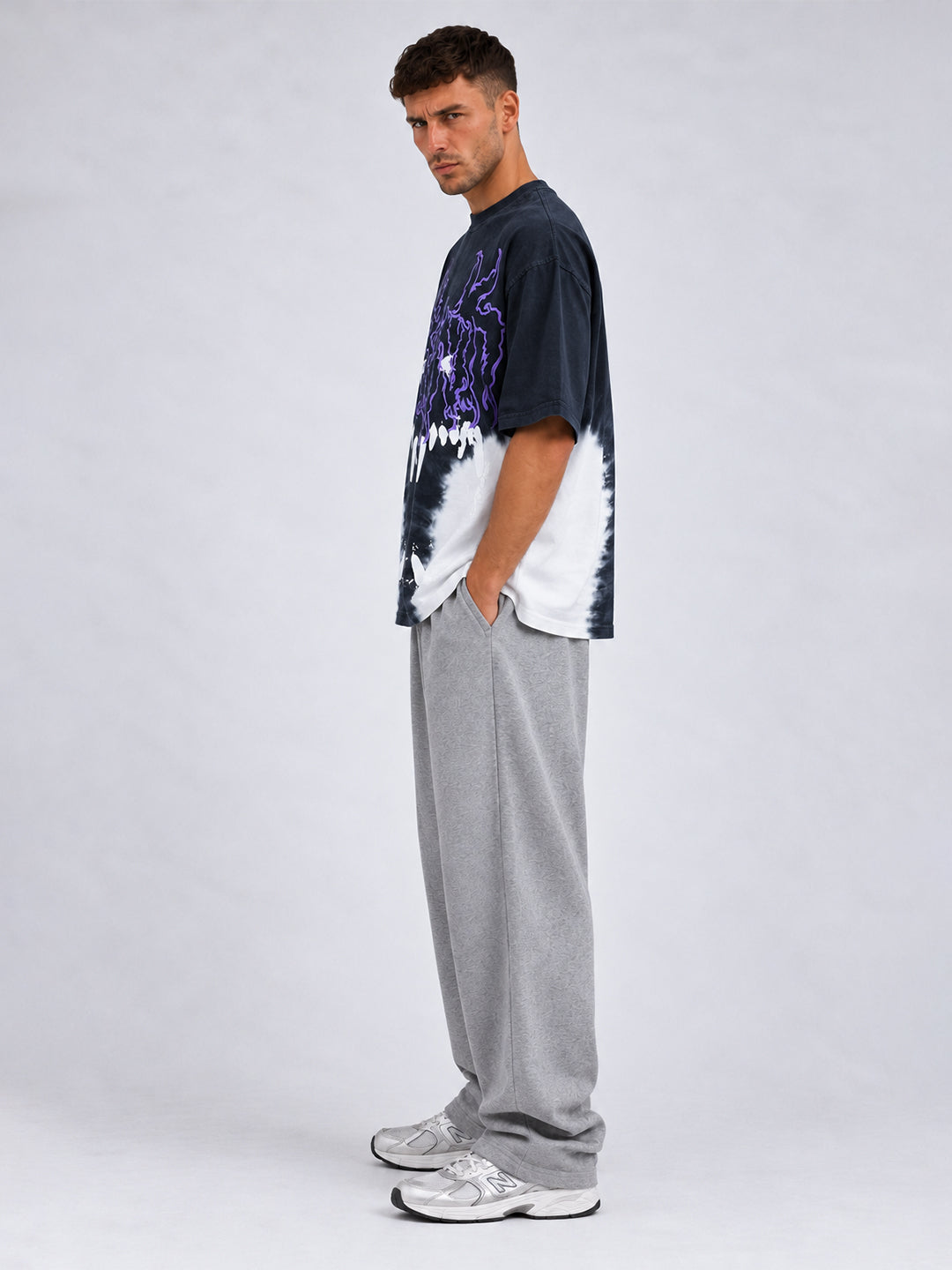 Men Retro Wash Puff Printed Oversized T-Shirt