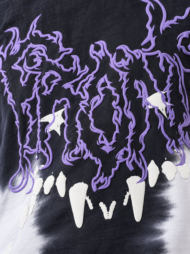 Men Retro Wash Puff Printed Oversized T-Shirt
