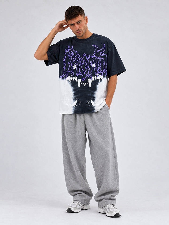 Men Retro Wash Puff Printed Oversized T-Shirt