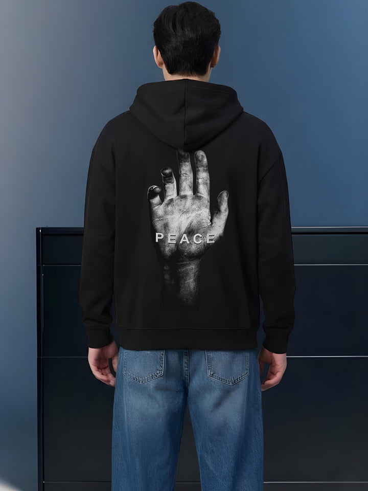 Peace Men Drop Shoulder Premium Terry Hoodie