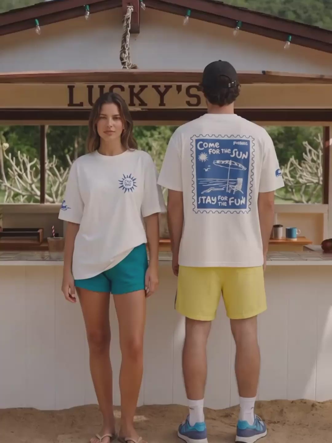 Beach Postcard Men Printed Oversized Printed T-Shirt