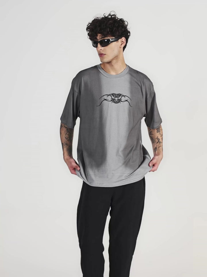 Men Retro Wash Printed Oversized T-Shirt