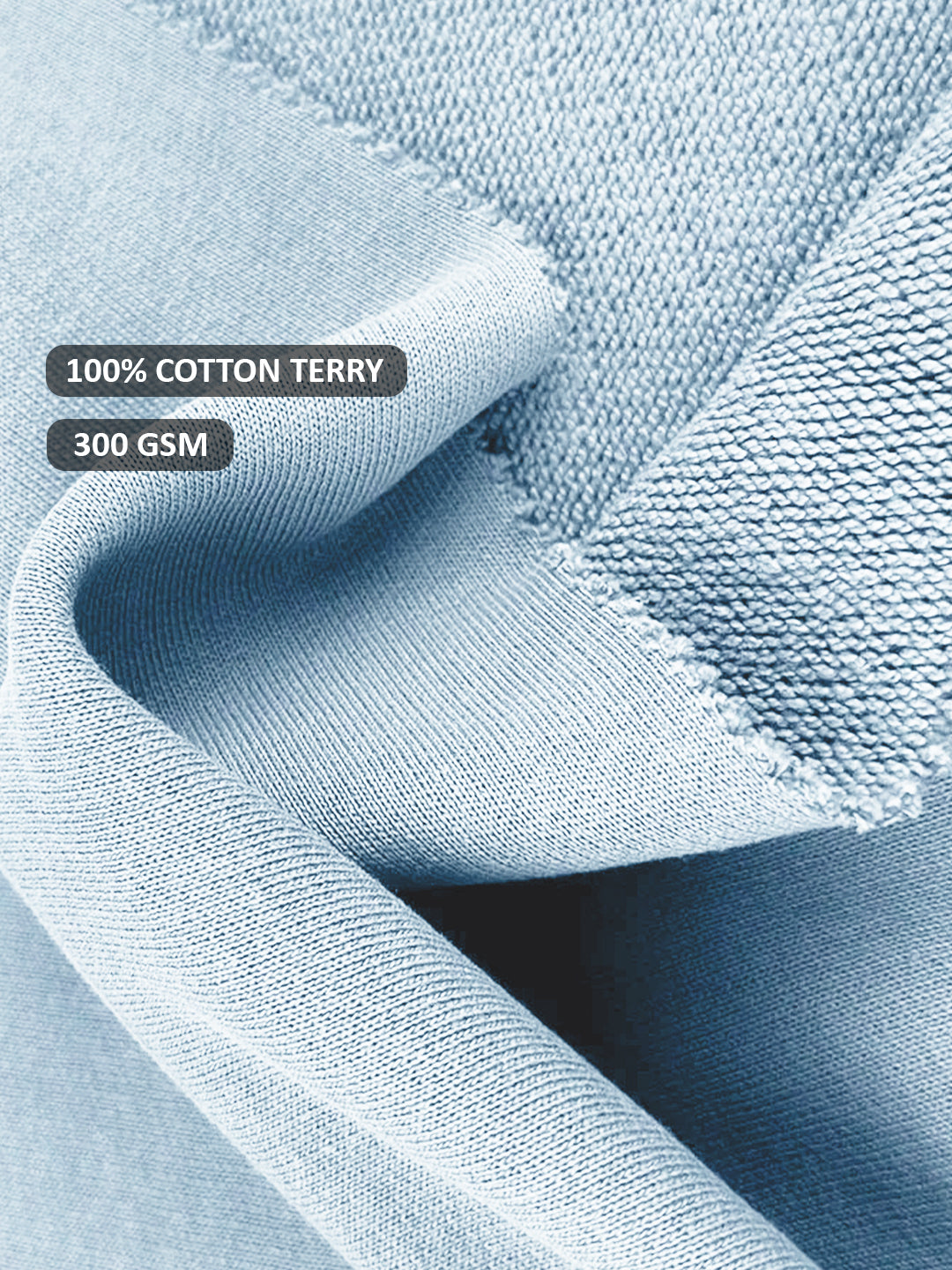 Solid Men Drop Shoulder Premium Terry Hoodie - Sky