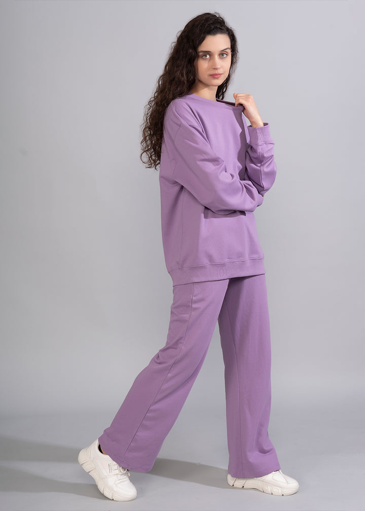 Solid Lilac Premium terry Co-Ord set For Womens | Pronk