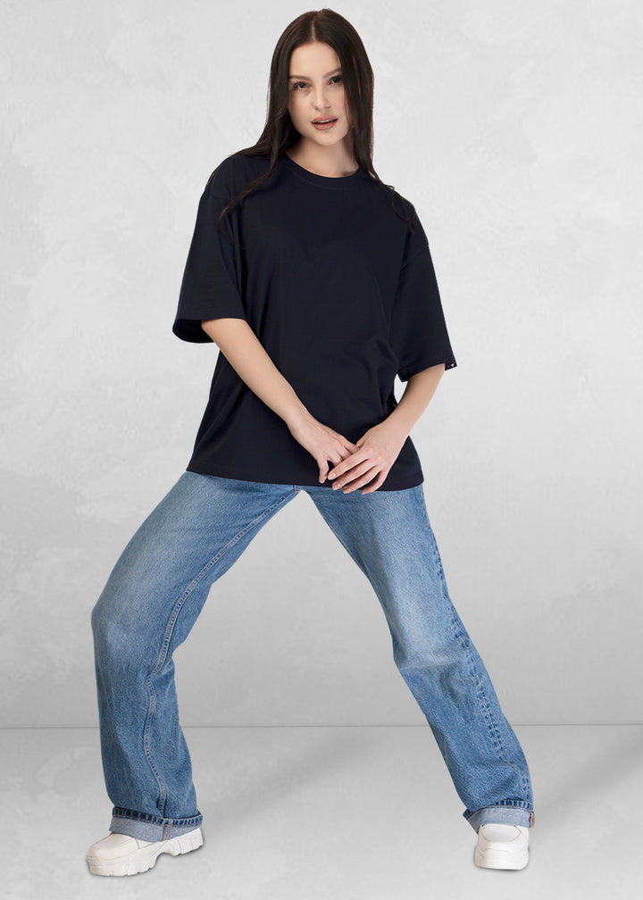 Solid Women Oversized T-Shirt - Classic Navy
