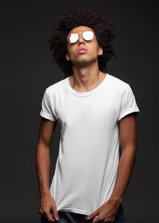 White 3XL-Size Mens Half Sleeve Solid T-Shirt
