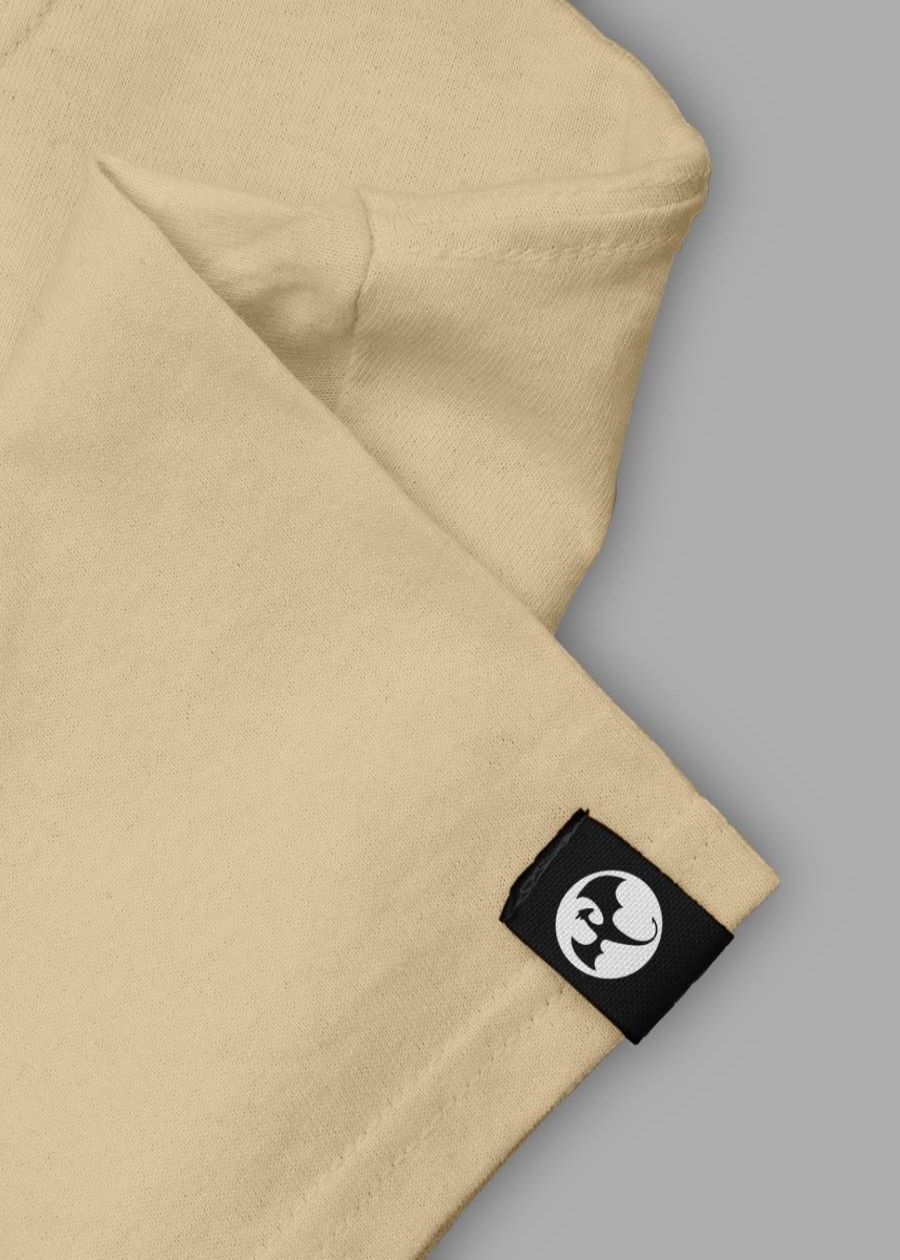 Solid Women Half Sleeve Crop Top - Beige